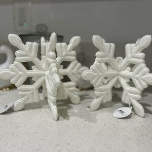 Snowflake Candle Holders Bath and Body Work 3 wick candles